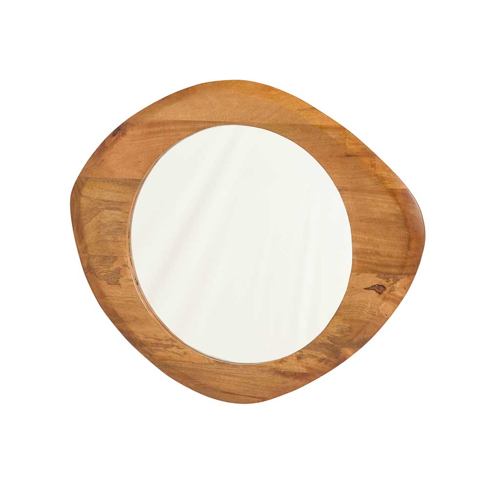 Runder Spiegel mit breitem Holzrahmen - Odrato