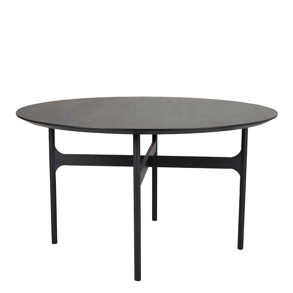 Schwarzer Esstisch mit runder Platte - Tujago