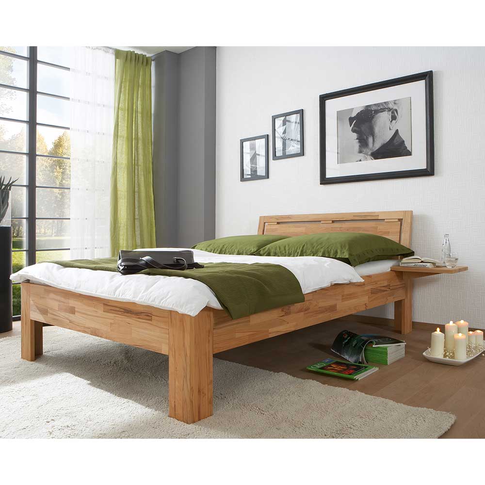 Holz Einzelbett mit Hänge-Nachttisch - Jecana (zweiteilig)