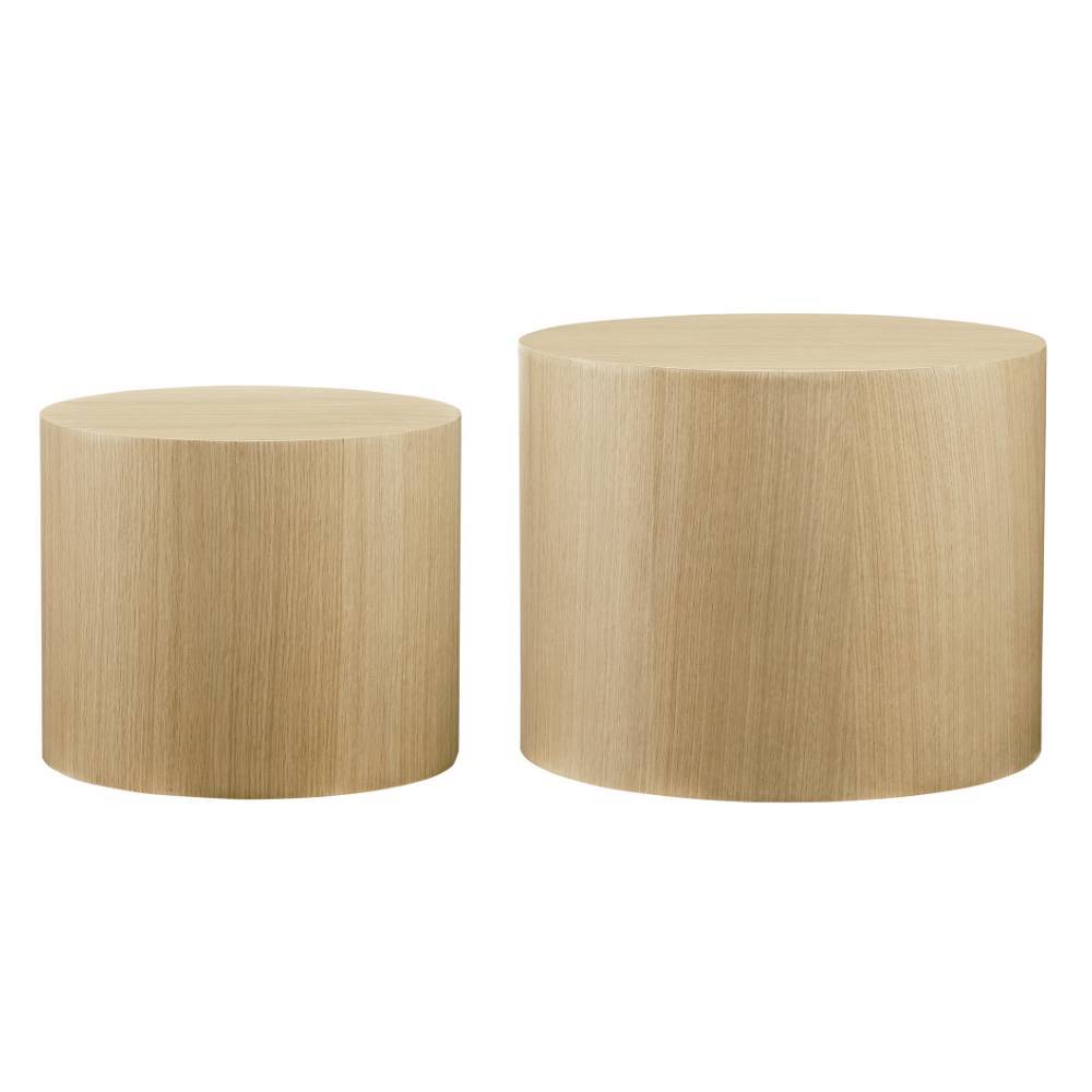 Zylindrisches Couchtisch Duo in Eiche - Lisa (zweiteilig)