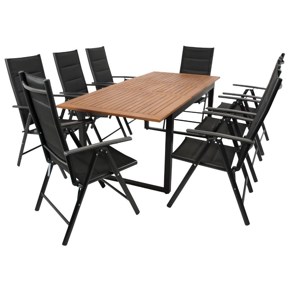 Große Garten-Tischgruppe modern - Bruce (neunteilig)