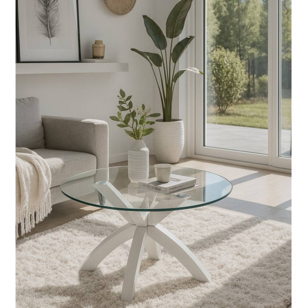 Wohnzimmer Glastisch in runder Form - Englis