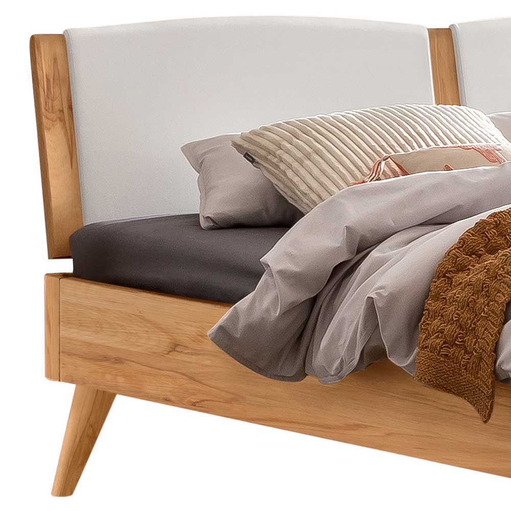 Bett aus Wildbuche massiv mit Kunstleder - Syanta