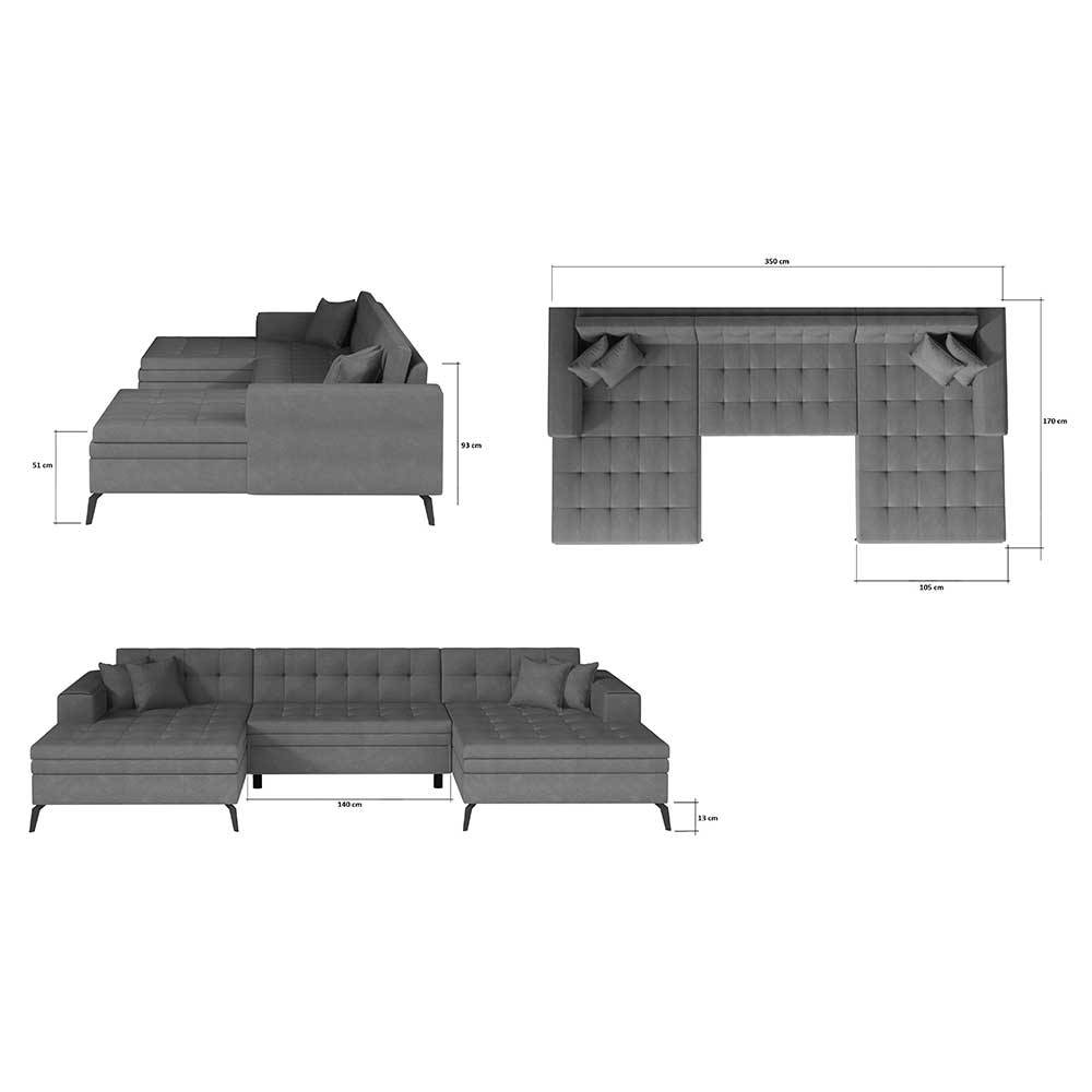 5-Sitzer Wohnlandschaft in U-Form mit Bettfunktion - Sidrana