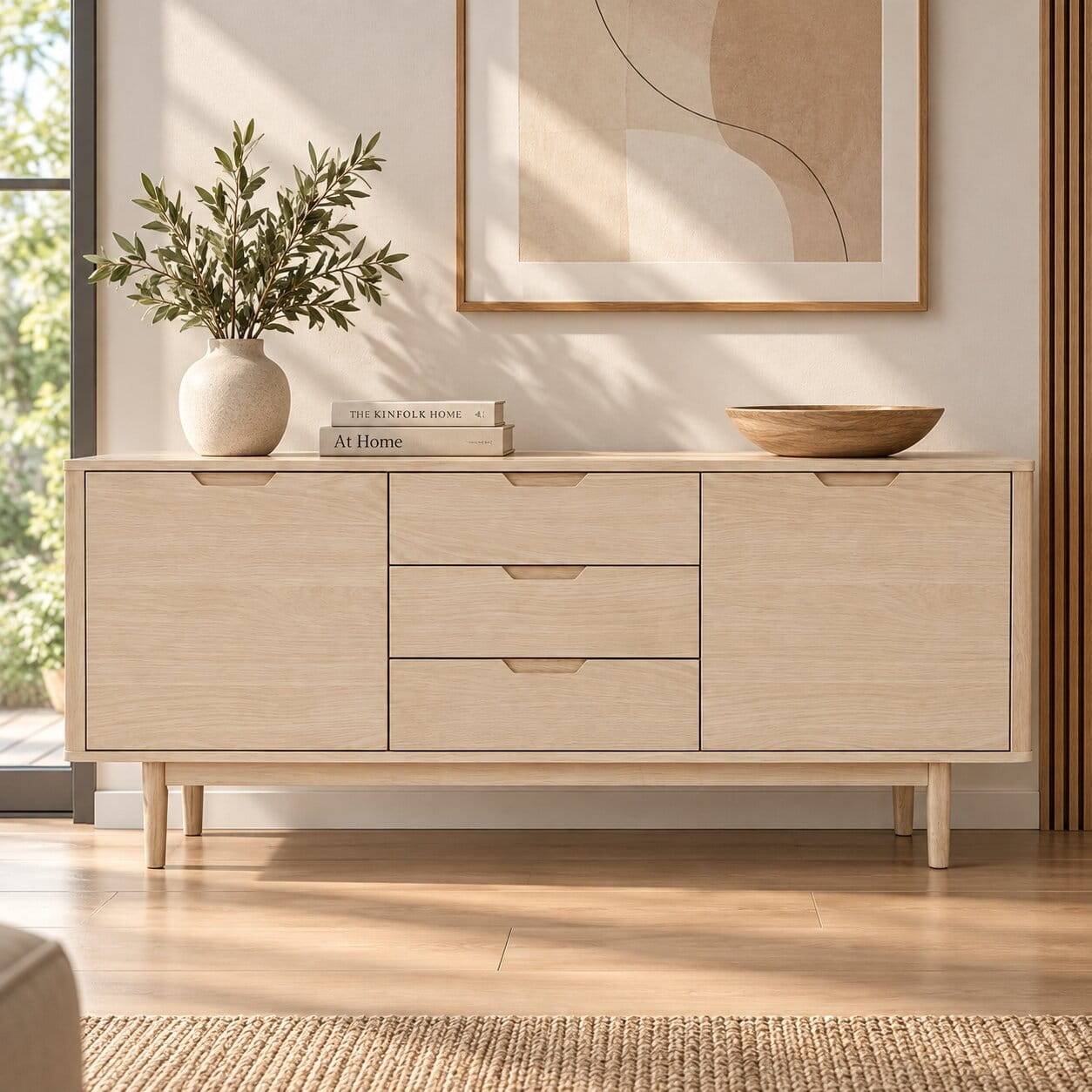 Scandi Chic Sideboard in Eiche Weiß - Rosanna