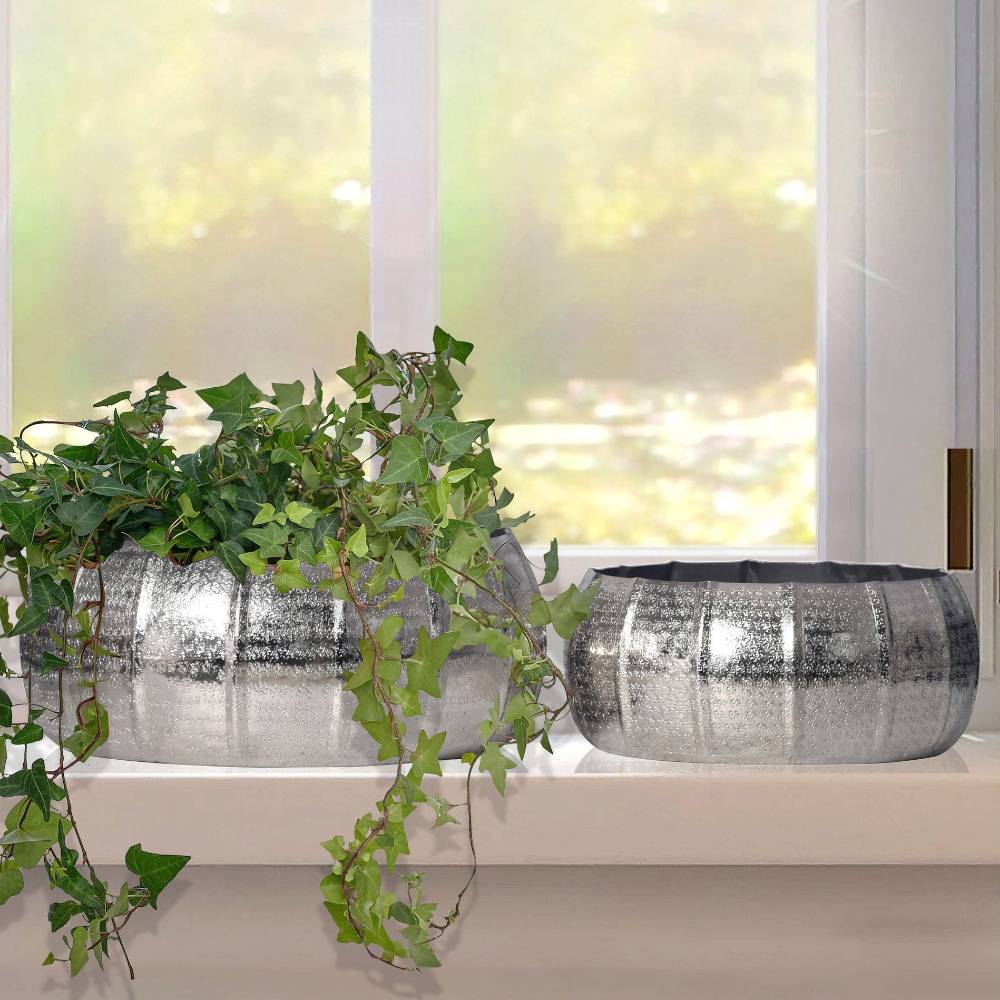 Blumentopf Duo in Silber - Lugres (zweiteilig)