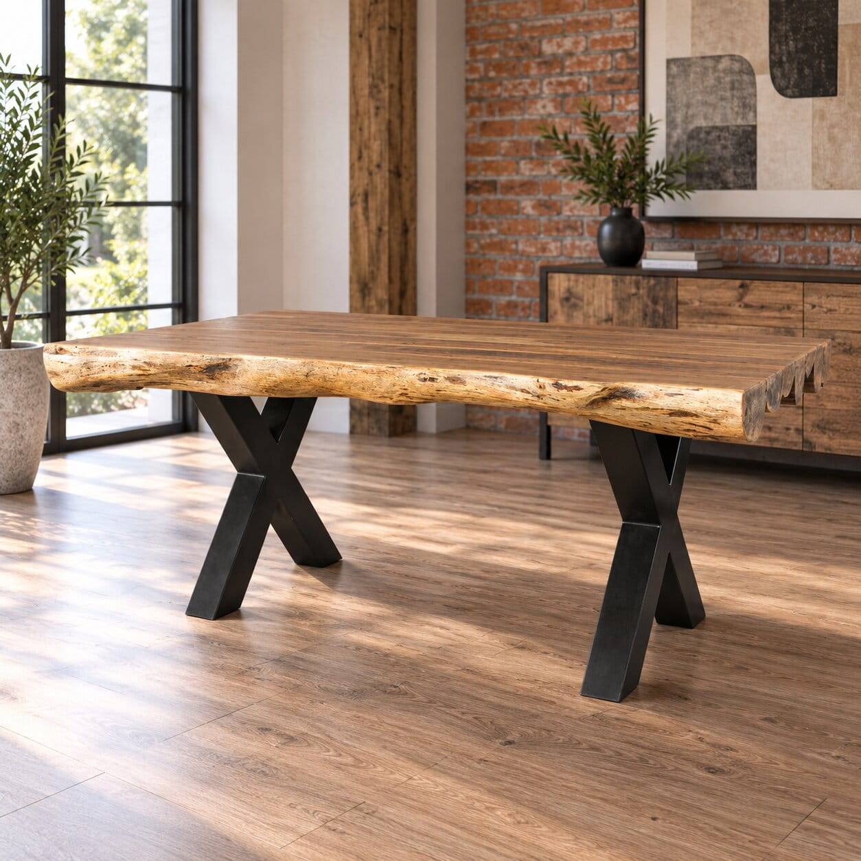 Rustikaler Baumstamm Tisch Drolivio im Landhausstil modern