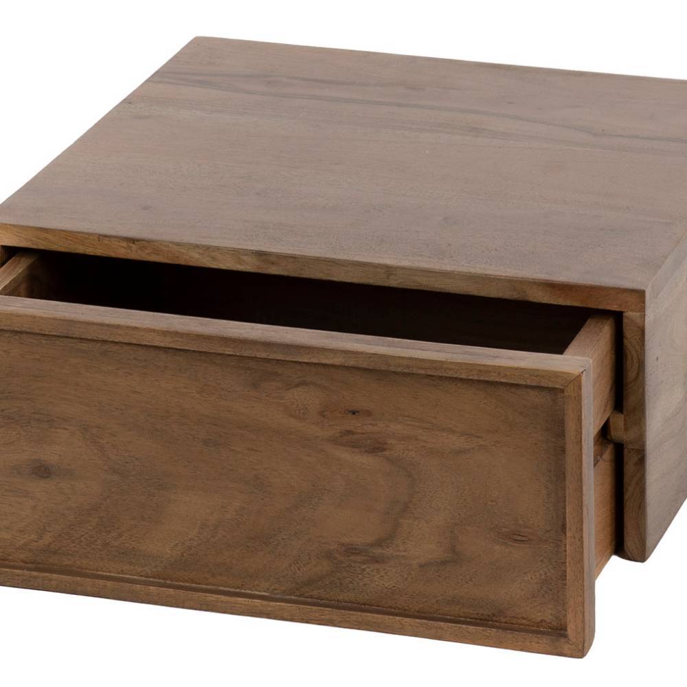 Hängende Massivholz-Nachtkonsolen in Braun - Ginhopa (2er Set)