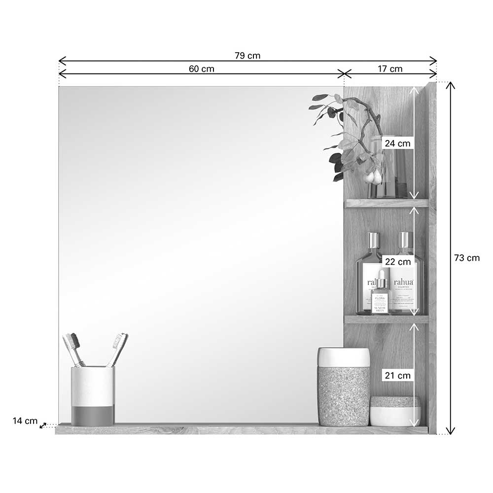 Badspiegel mit Regal & Ablage 79x73x14 cm - Depart