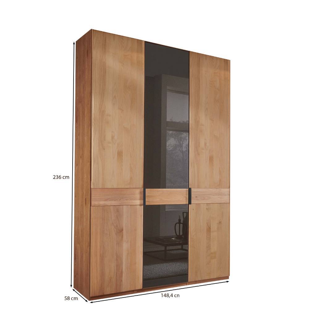 3-türiger Kleiderschrank in Erle teilmassiv - Hung