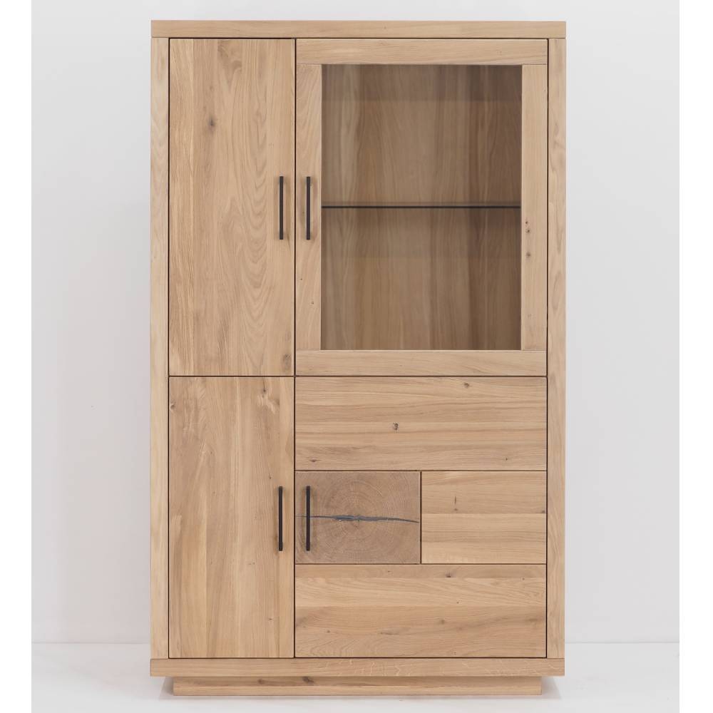 Schrankvitrine aus Eiche Massivholz - Buzia