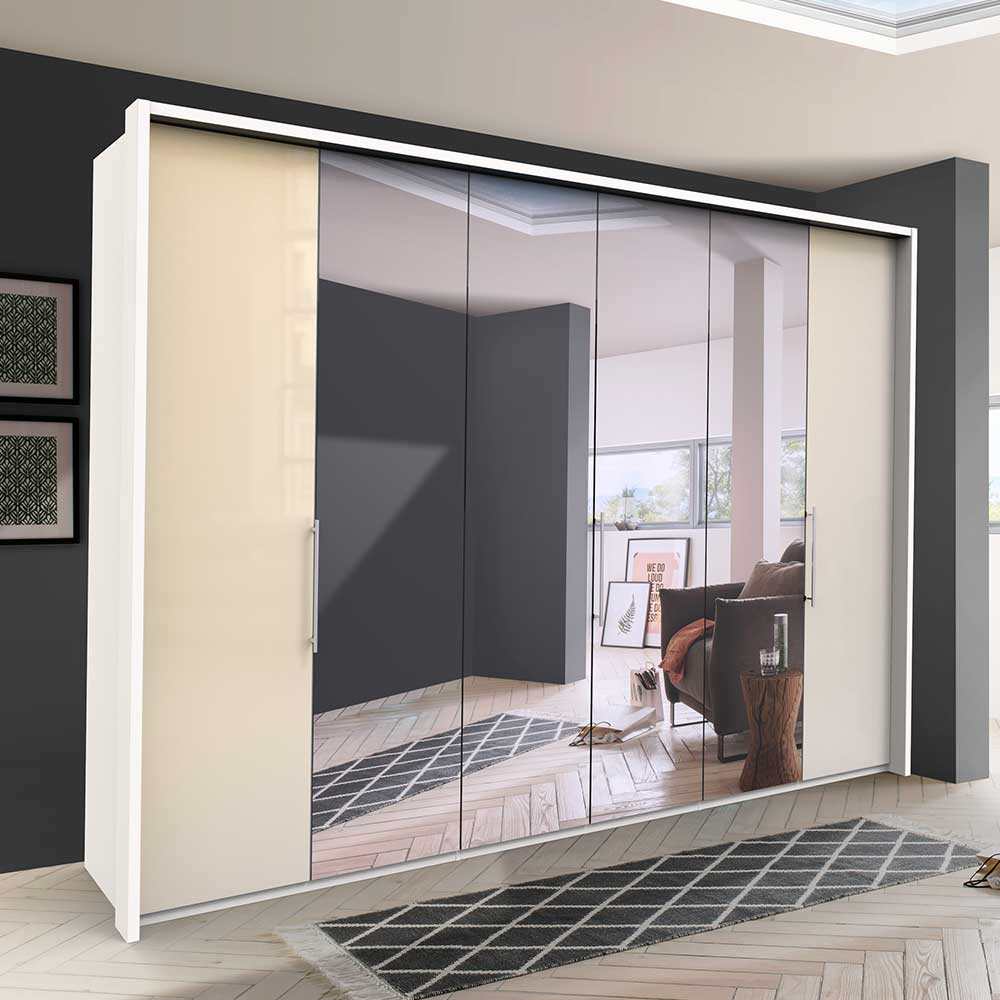 3-türiger Schlafzimmerschrank mit Spiegel & Glas Front - Zidarie