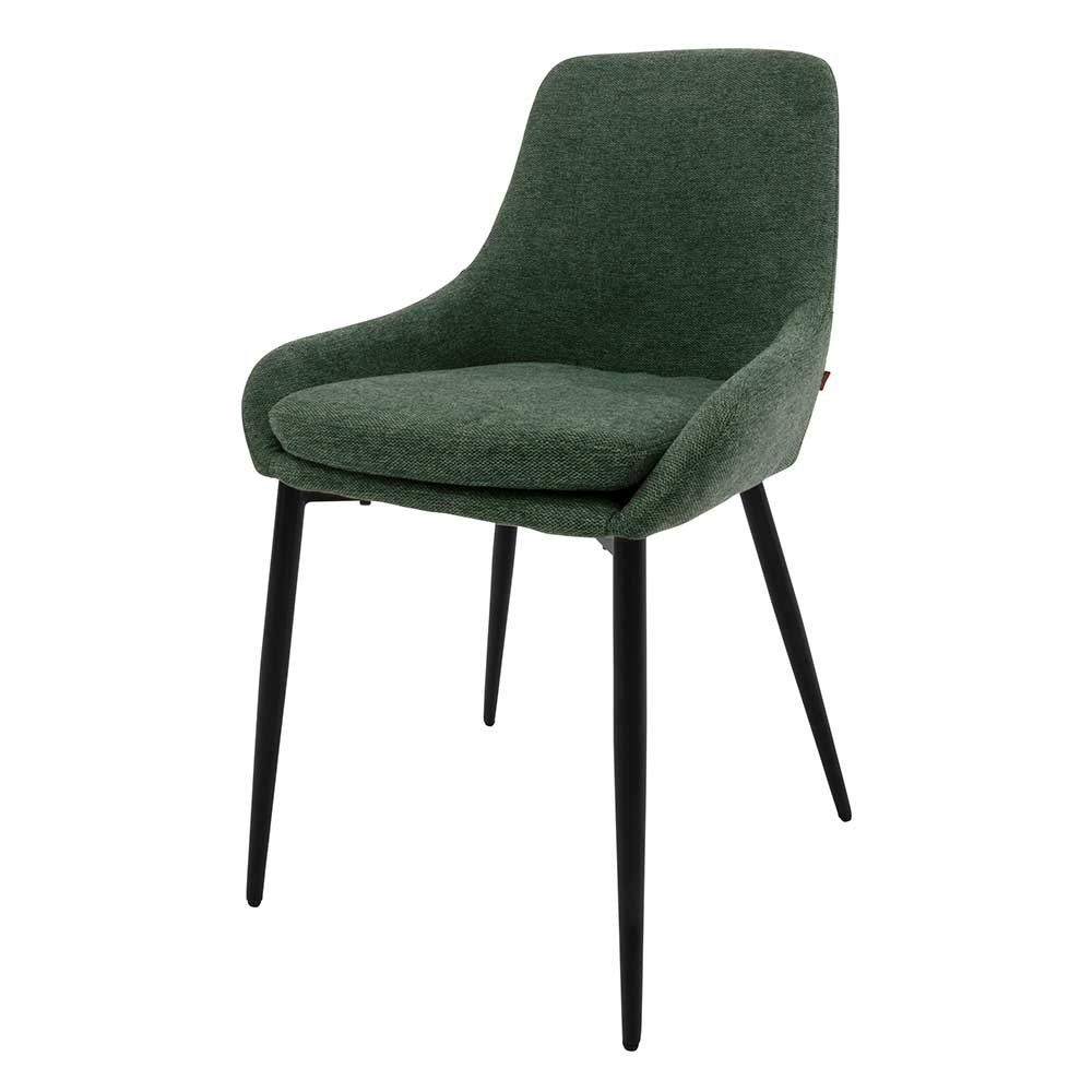 Stühle in Dunkelgrün Strukturstoff - Runco (2er Set)