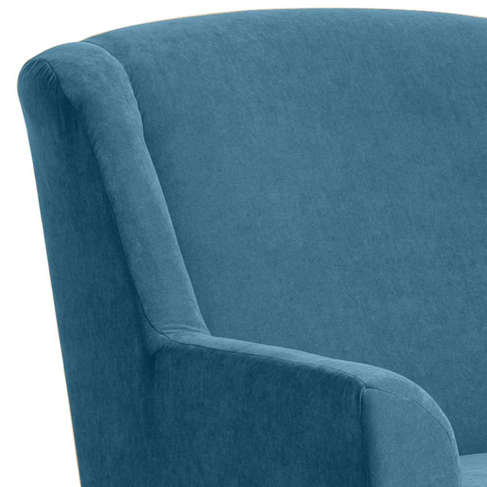 XXL Sessel in Petrol Blau & Buche Natur - Mexica