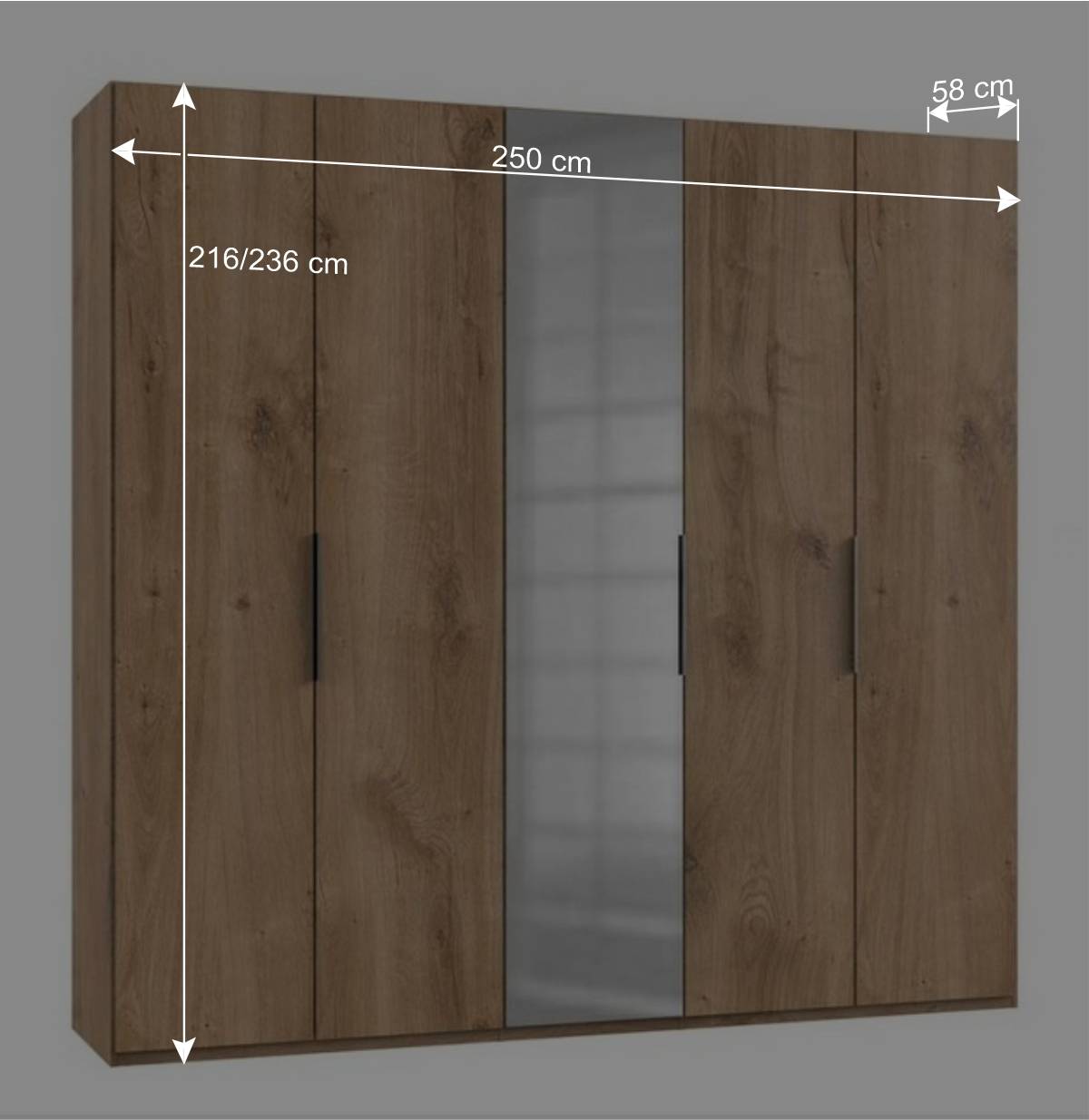 5-türiger Kleiderschrank mit einer Spiegeltür - Dagidoyo