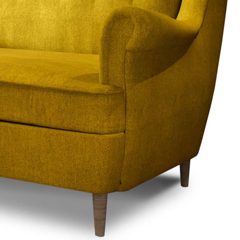Zweisitzer Ohrensofa in Currygelb Stoff - Baccono