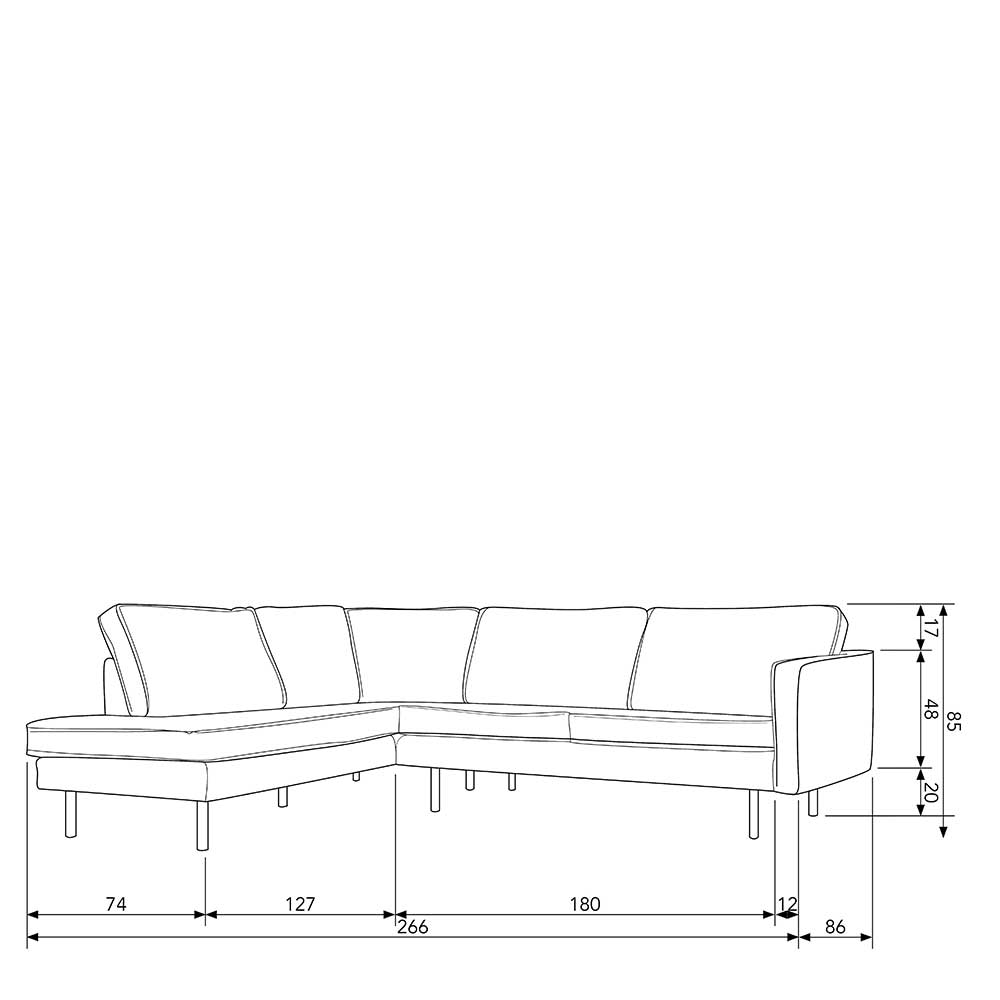 Samt Ecksofa in Dunkelgrün - Distroit
