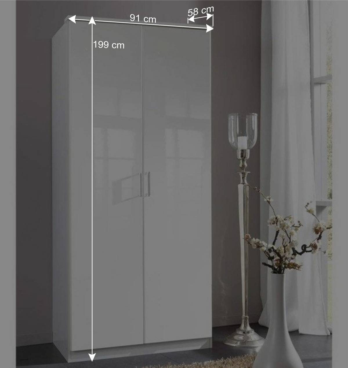 2-türiger Schlafzimmerschrank in Weiß - Venture I