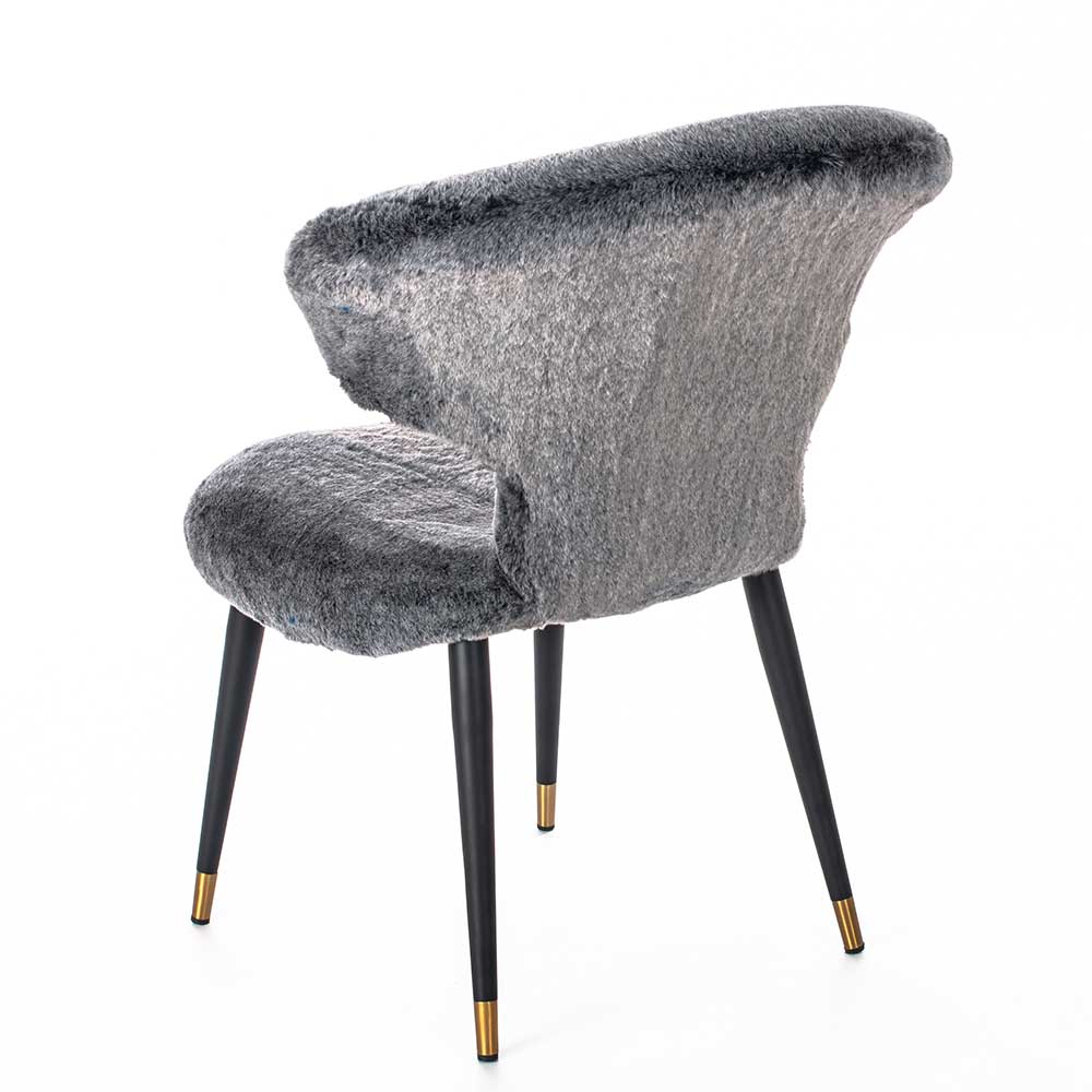 Hochwertiger Design Stuhl aus Kunstfell in Grau - Zarodrana