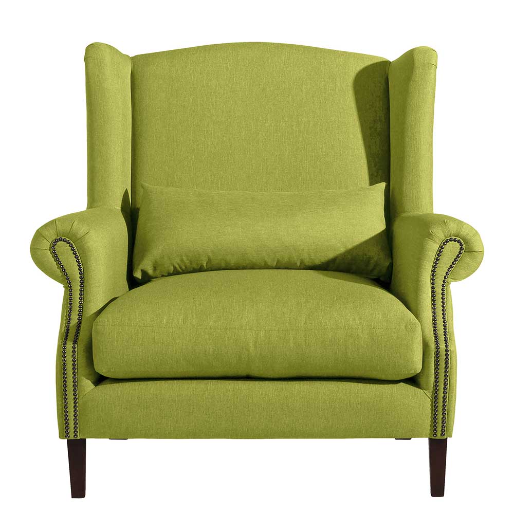 Sessel in Gelbgrün und Nussbaum - Onessy