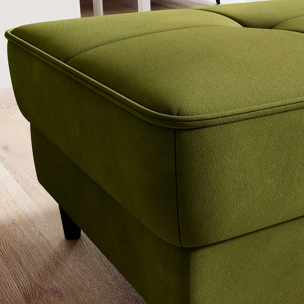 Stoffhocker mit Truhe in Oliv Grün - Rico