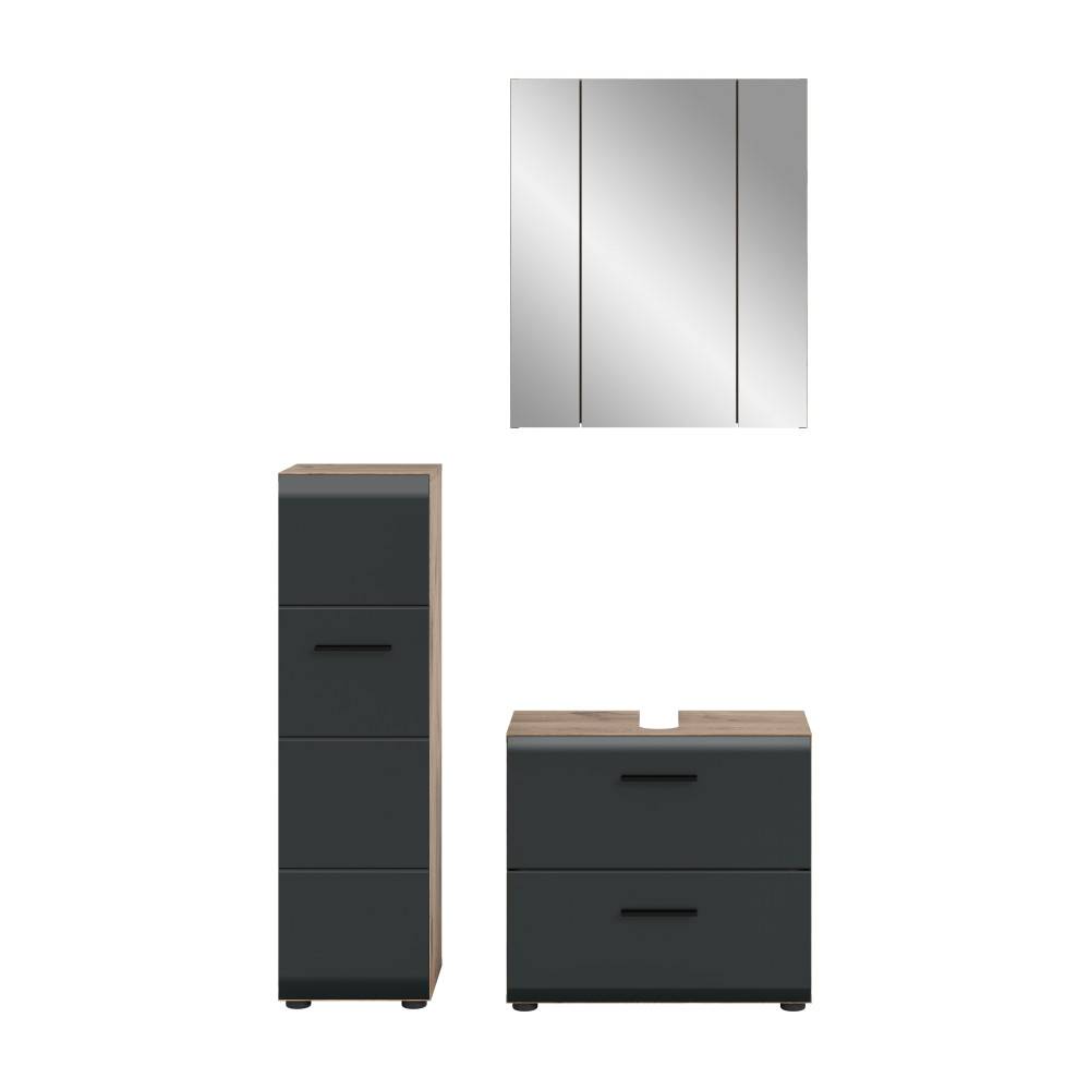 Waschbeckenunterschrank mit integrierte Griffe - Karina (dreiteilig)