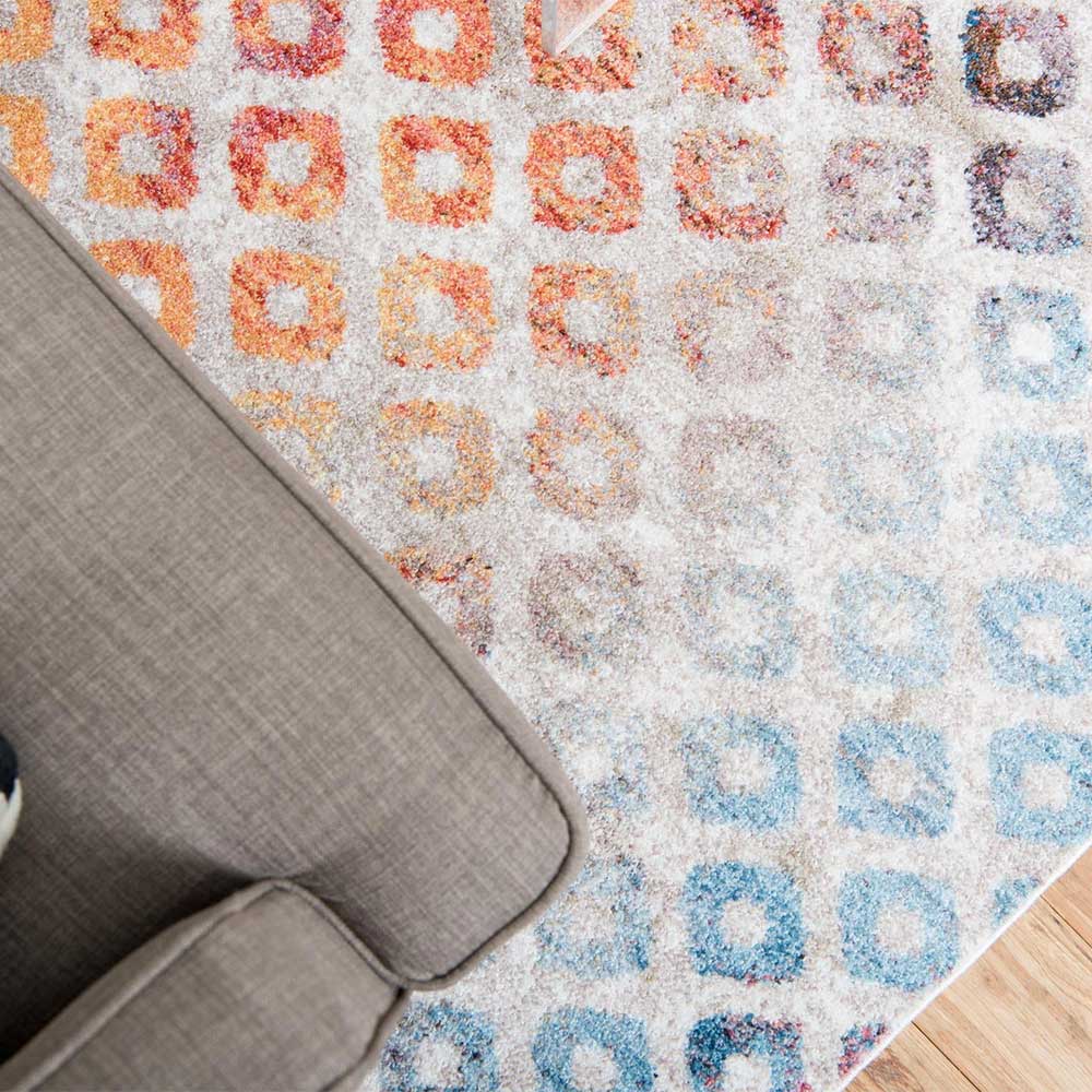 Teppich in Beige mit geometrischem Muster in Bunt - Toskana
