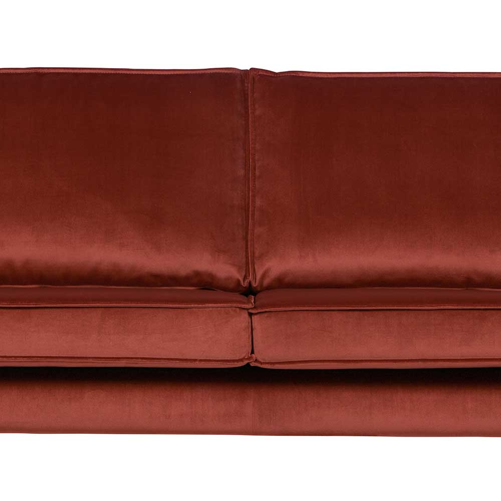 Retro Design 2er Couch in Rotbraun Samt - Enzing