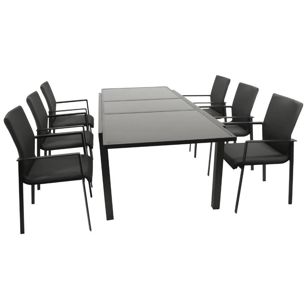 Garten-Glastisch und Armlehnstühle Set - Response (siebenteilig)