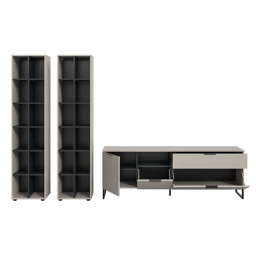 Helle Schrankwand mit 3-teiligem System - Ostinia