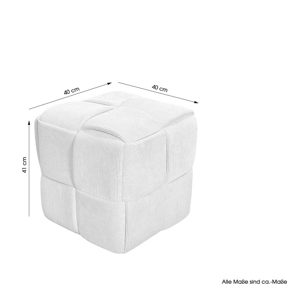 Cord Pouf in Dunkelgrün - Glory