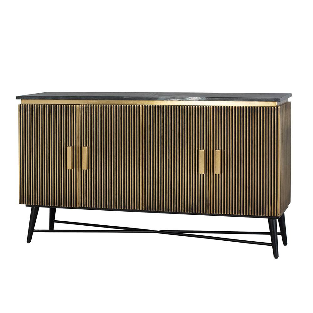 4-türiges Sideboard mit Marmor Platte - Hayato