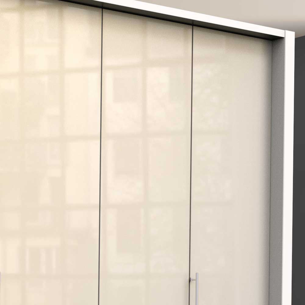 Großer Gleittüren Kleiderschrank in Creme Glasbeschichtung - Zidarie