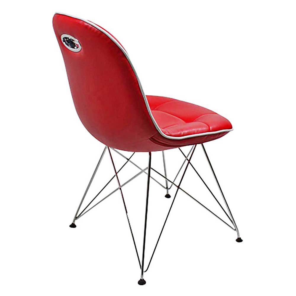 Rote Tischgruppe Wancora mit Design Stühlen Kunstleder (fünfteilig)