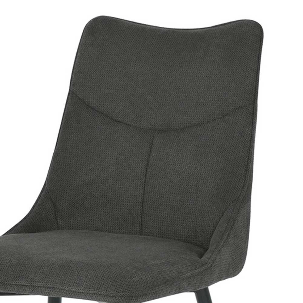 Esszimmerstuhl aus Strukturstoff in Anthrazit - Hippa (2er Set)