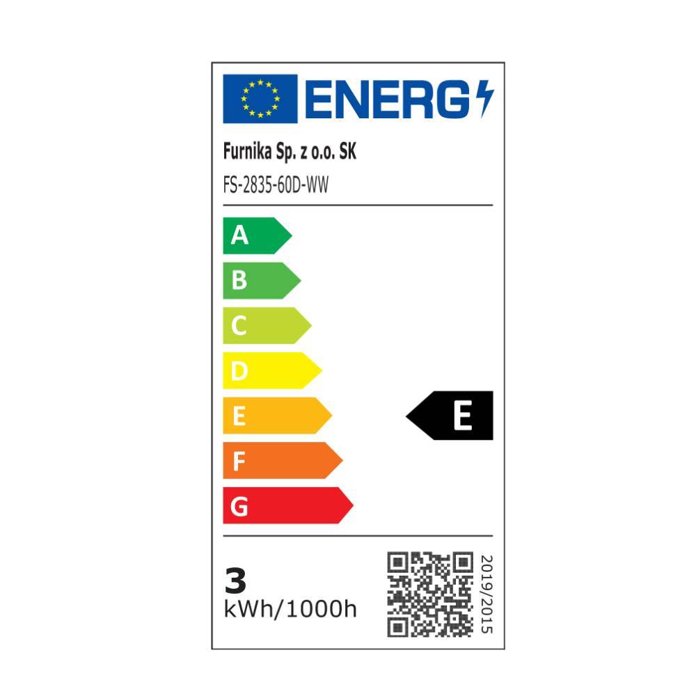 Energielabel für die Wohnwand mit Energieeffizienzklasse E und 3 kWh/1000h – Scarlett