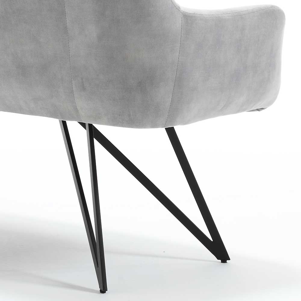 Esstisch Sofa in Grau Velours - Reymonda