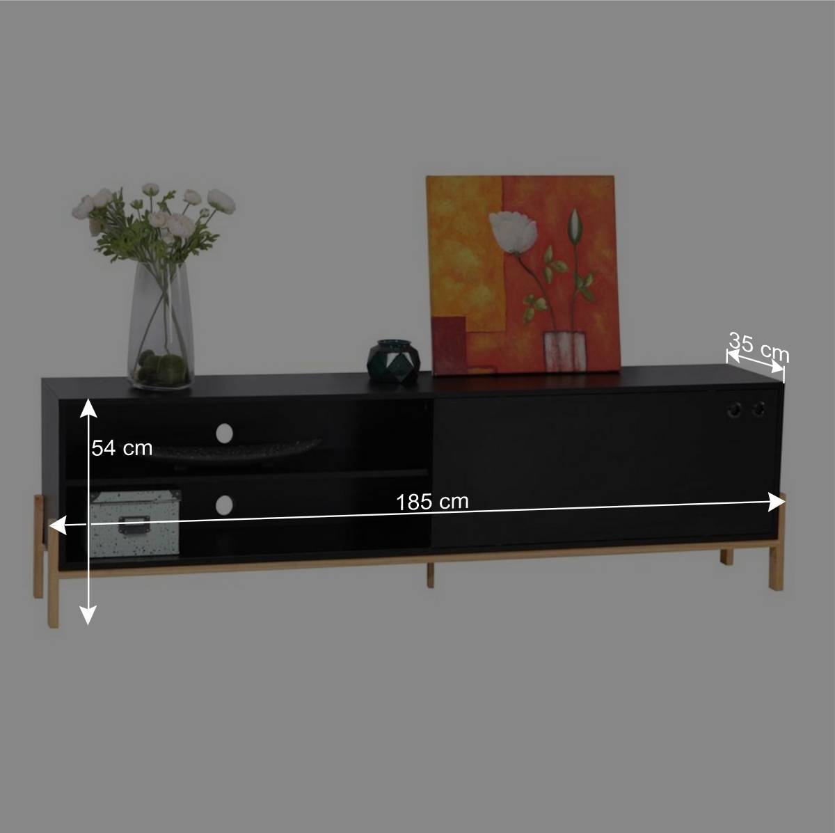 185x54x34 Moderner TV Unterschrank mit Schiebetür - Penanza