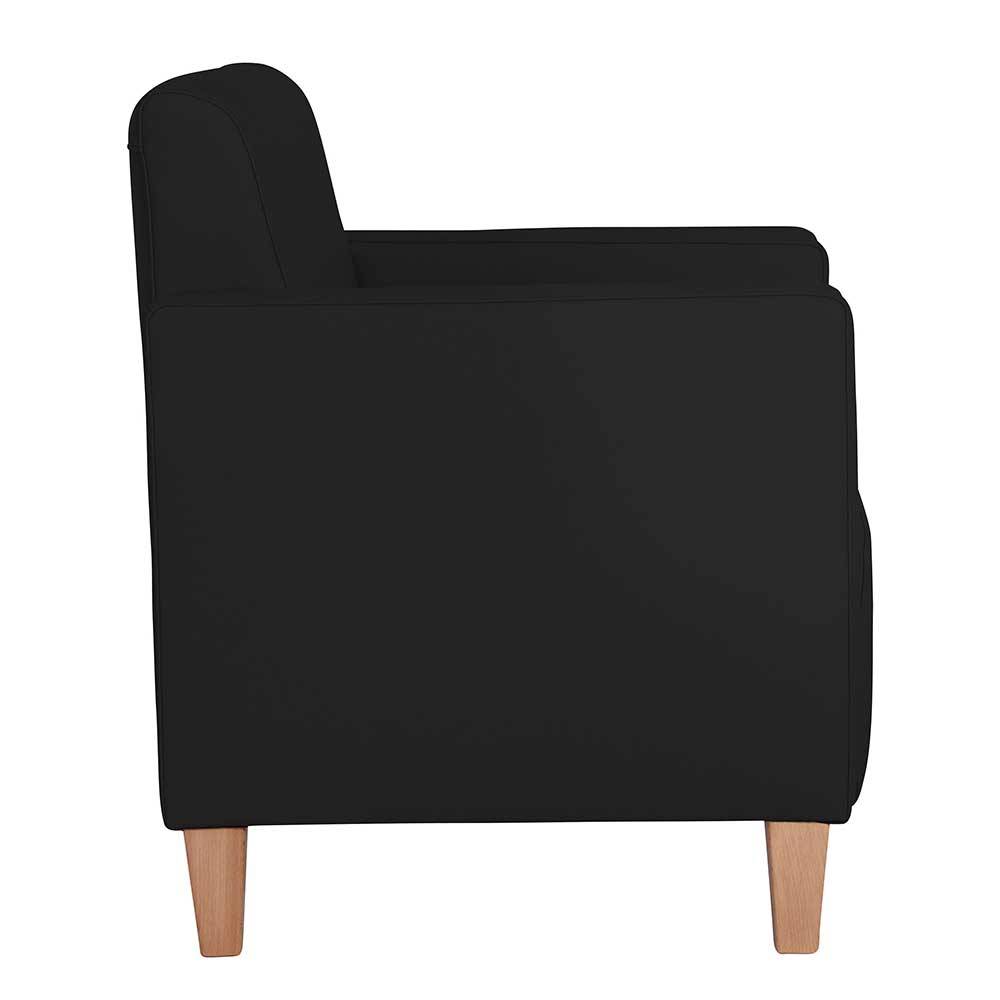 Wohnzimmer Sessel aus Kunstleder in Schwarz - Zykla