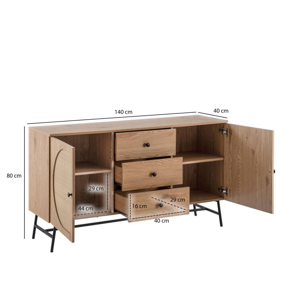 Skandi Sideboard in Eiche Optik und Beige - Kaivason