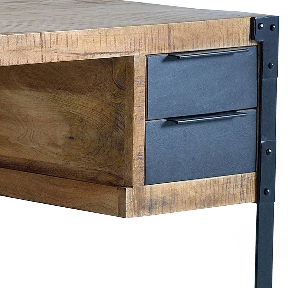 Industrial Schreibtisch aus Mangoholz mit Metall - Lakumara