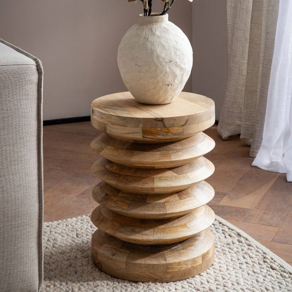 Design-Beistelltisch aus Mangobaum Massivholz - Garganon