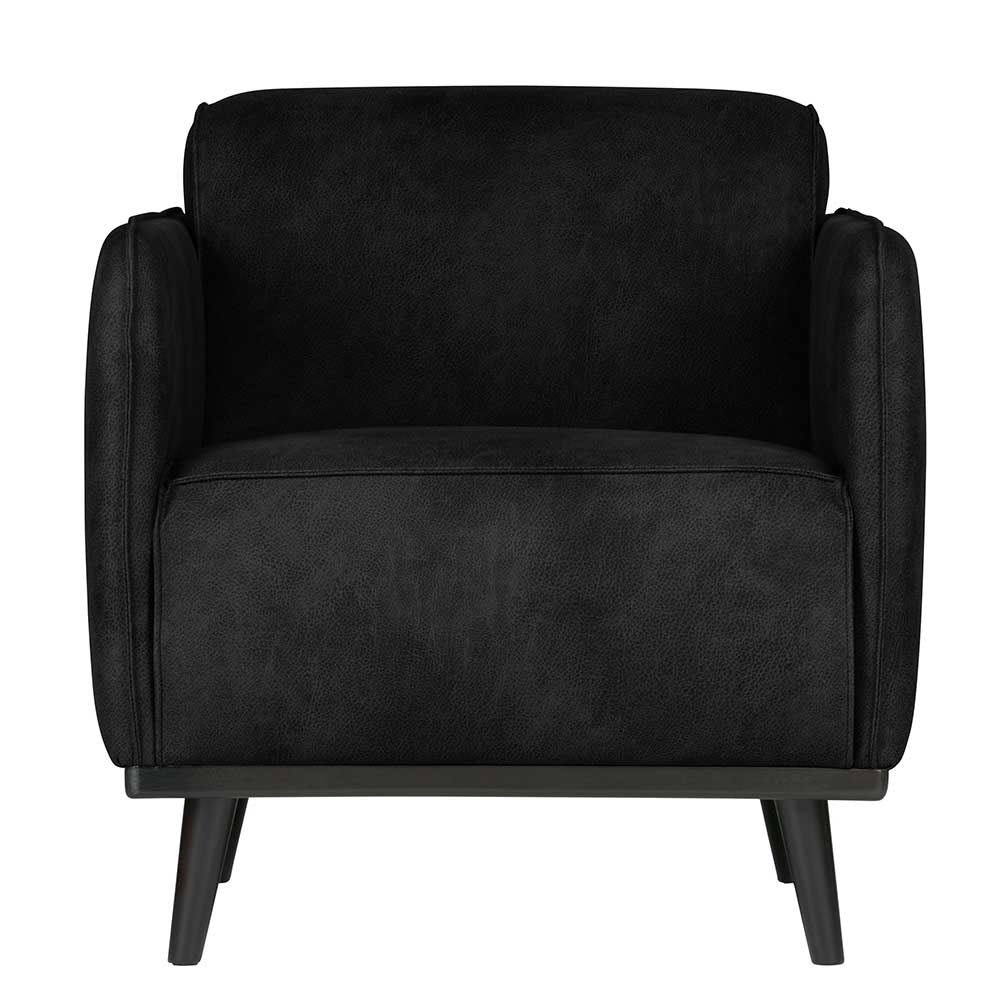 Schwarzer Kunstwildleder Sessel mit Federkern - Zonga