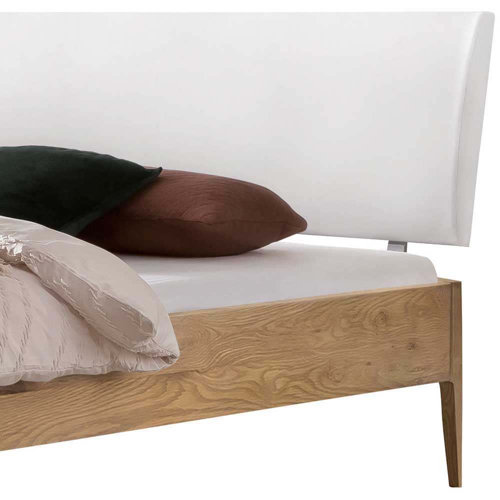 Bett aus Wildeiche Holz & Kunstleder - Vinessia