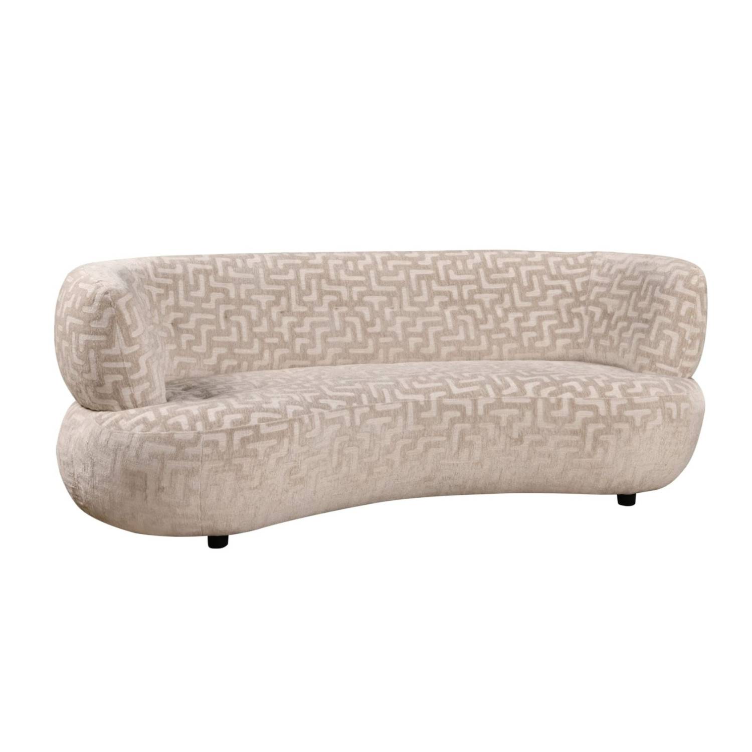 Geschwungenes Designsofa mit beigem geometrischem Muster für das Wohnzimmer – Corners
