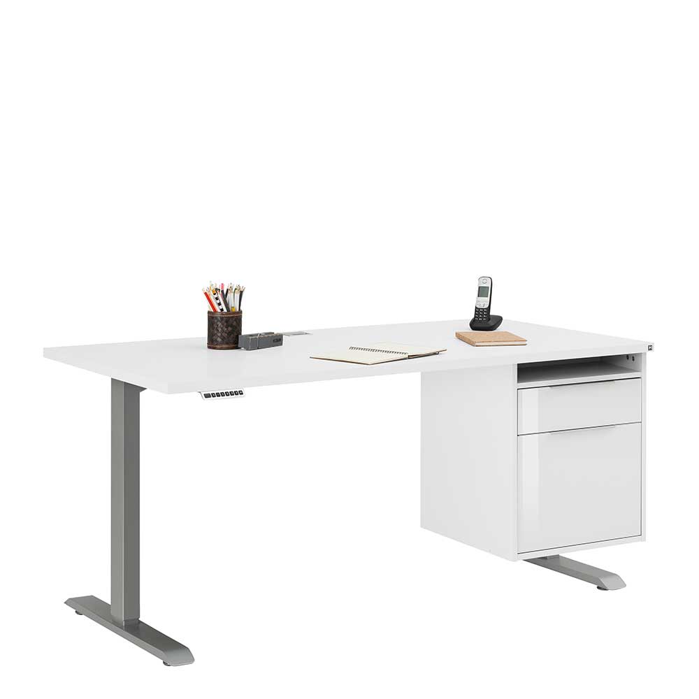 Büro Schreibtisch in Weiß & Platingrau - Licomus