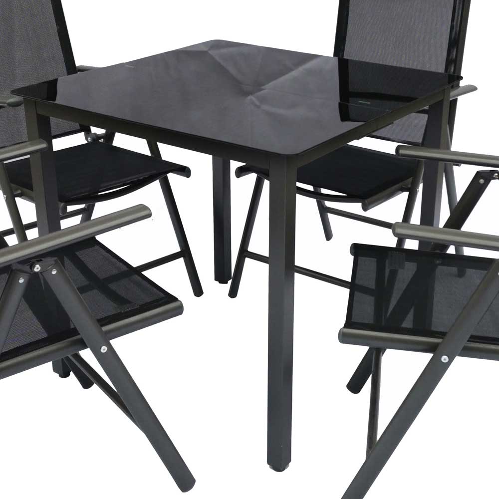 Vier Hochlehner & Gartentisch Set - Cadiz (fünfteilig)