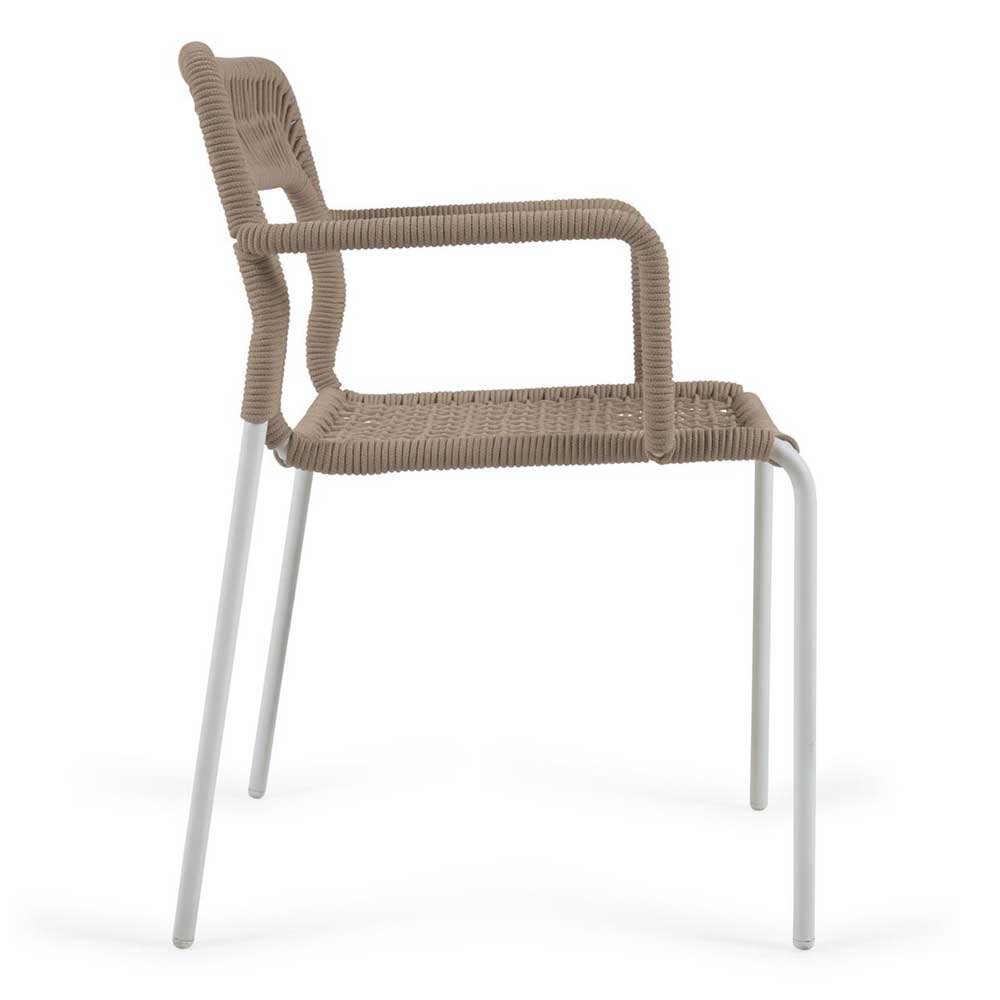 Stapelbarer Stuhl aus Kordelgeflecht Beige - Tanazon (4er Set)