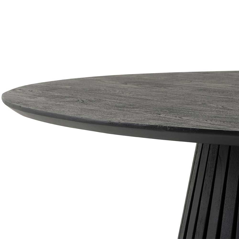 Schwarzer Design Säulentisch mit Schweizer Kante - Vamaica