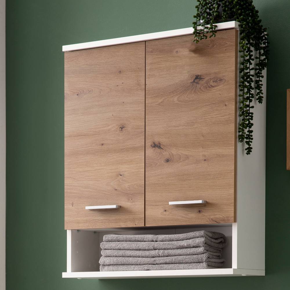 Bad-Oberschrank in Wildeiche und Mattweiß - Tolucara